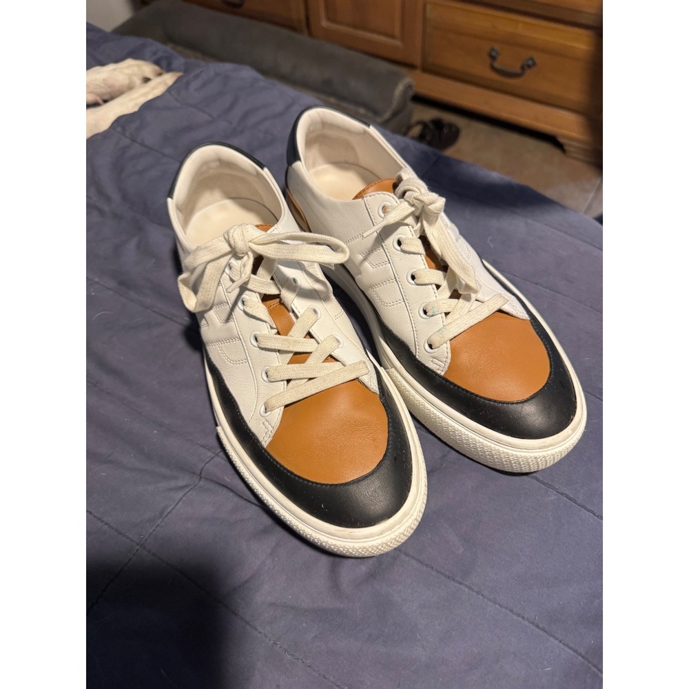 Hermes Avantage Sneakers Mens White Leather Colorblock Low Top Trainers 41